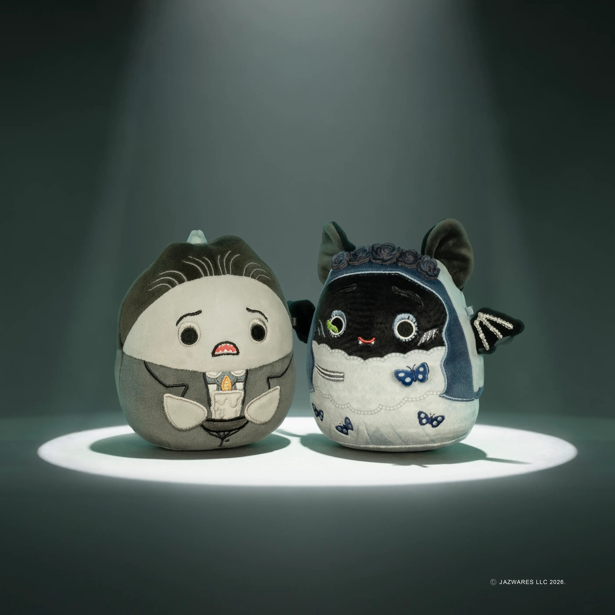 New exclusive added: Squishmallows x Corpse Bride — Corpse Bride's Emily as Emily the Bat + Victor as Gordon the Shark (5” Set)
