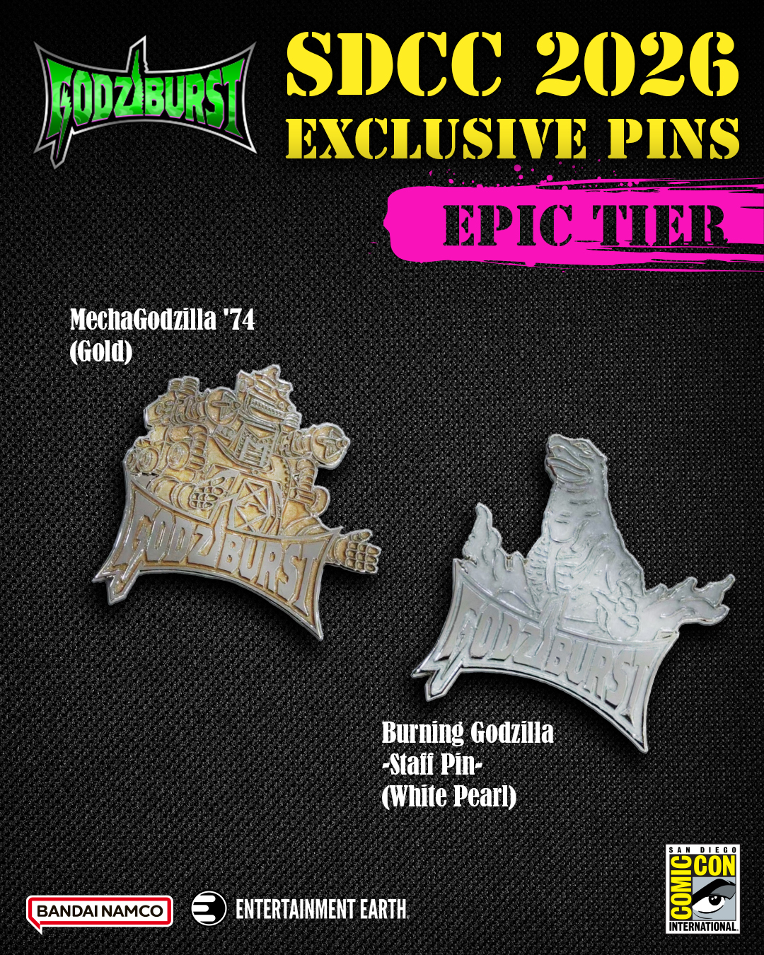 New exclusive added: Bandai Namco — Epic MechaGodzilla ’74 Pins