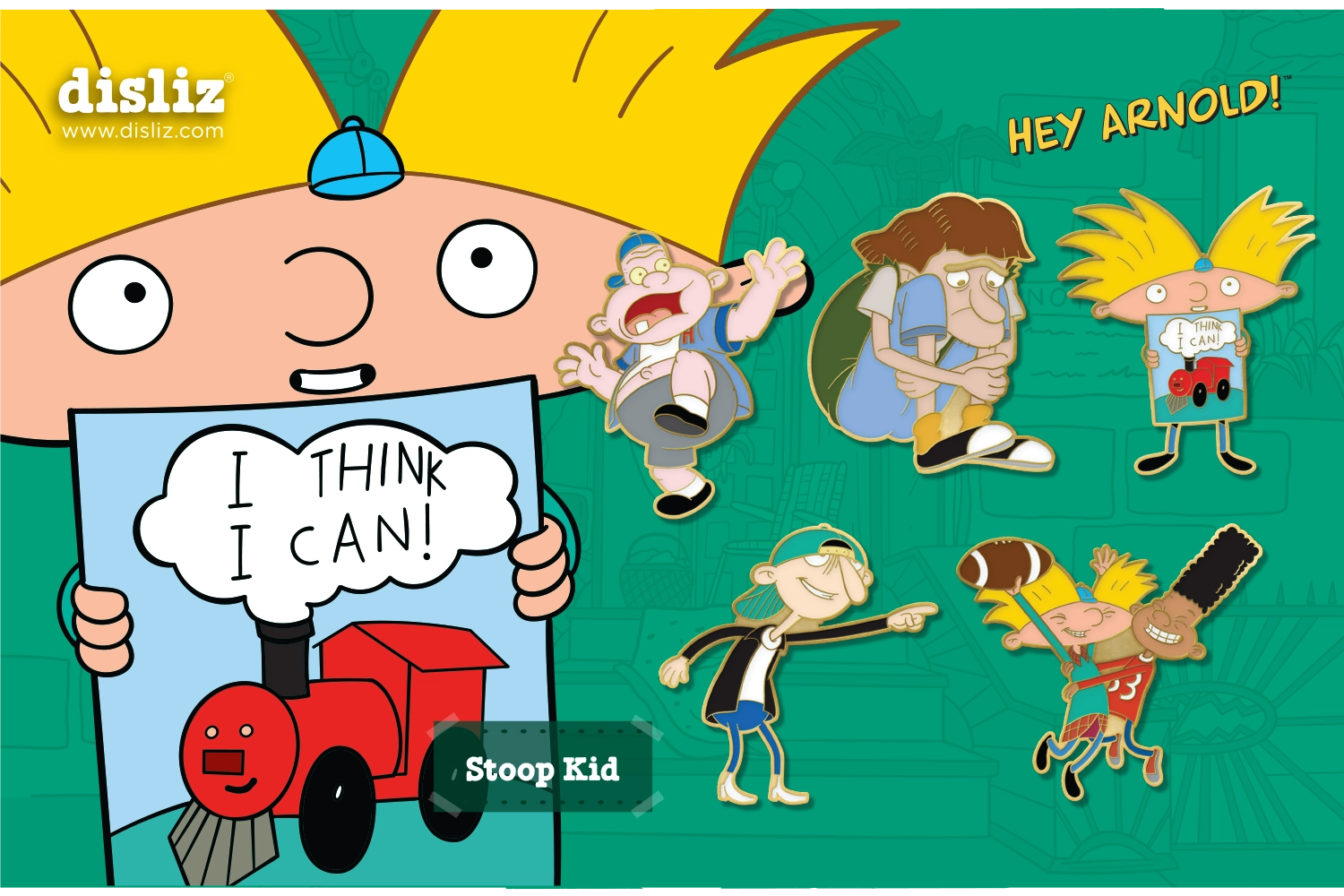 Pre-order or purchase link available: Disliz — Hey Arnold! 'Stoop Kid' Pin Set