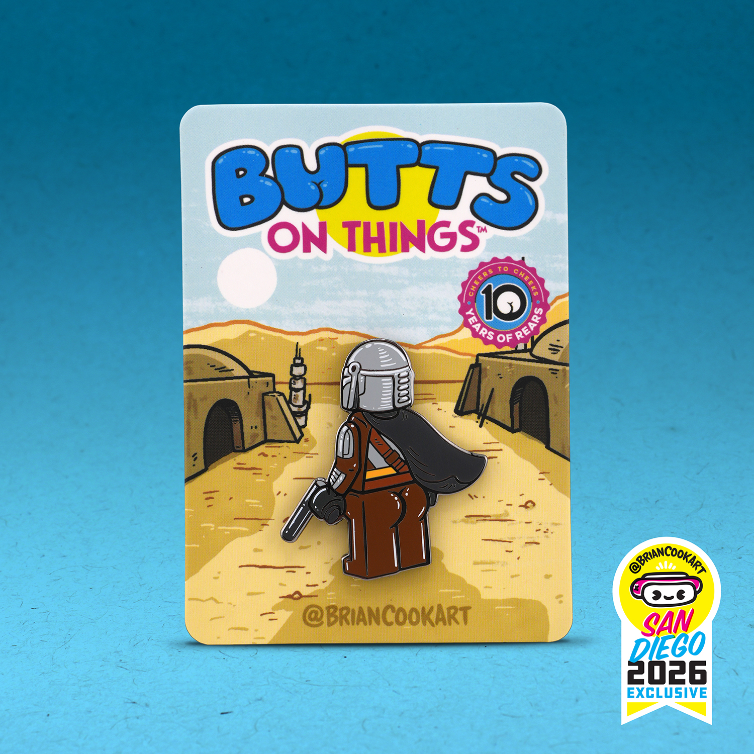Pre-order or purchase link available: Butts on Things — Mandalorian Minifig Pin