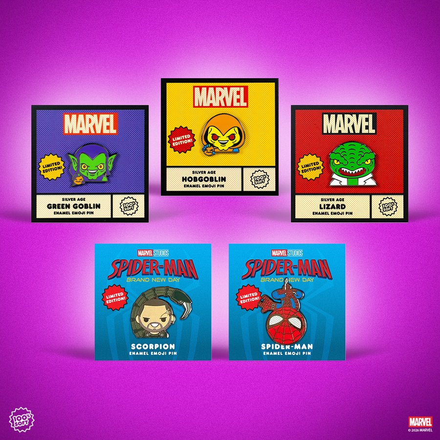 Pre-order or purchase link available: 100% Soft — Spider-Man: Brand New Day Pins