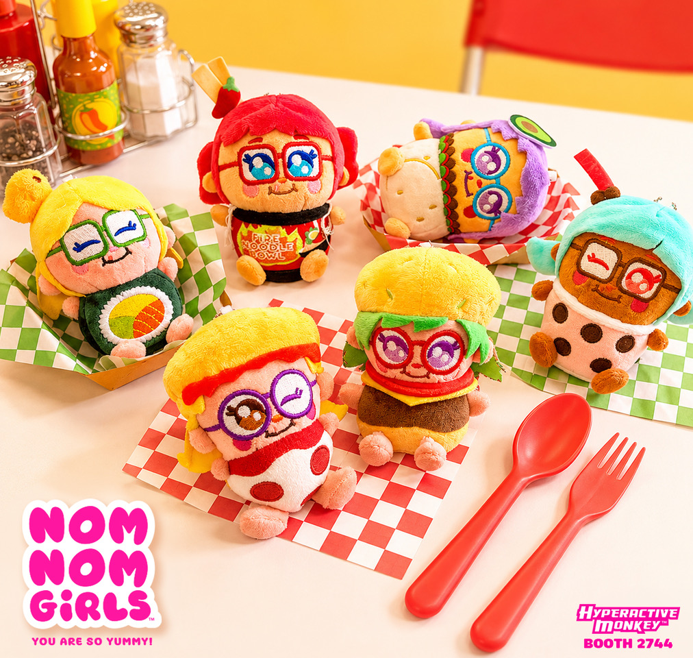 New exclusive added: Hyperactive Monkey — Nom Nom Girls Surprise Plushie & Glitter Sticker Blind Box