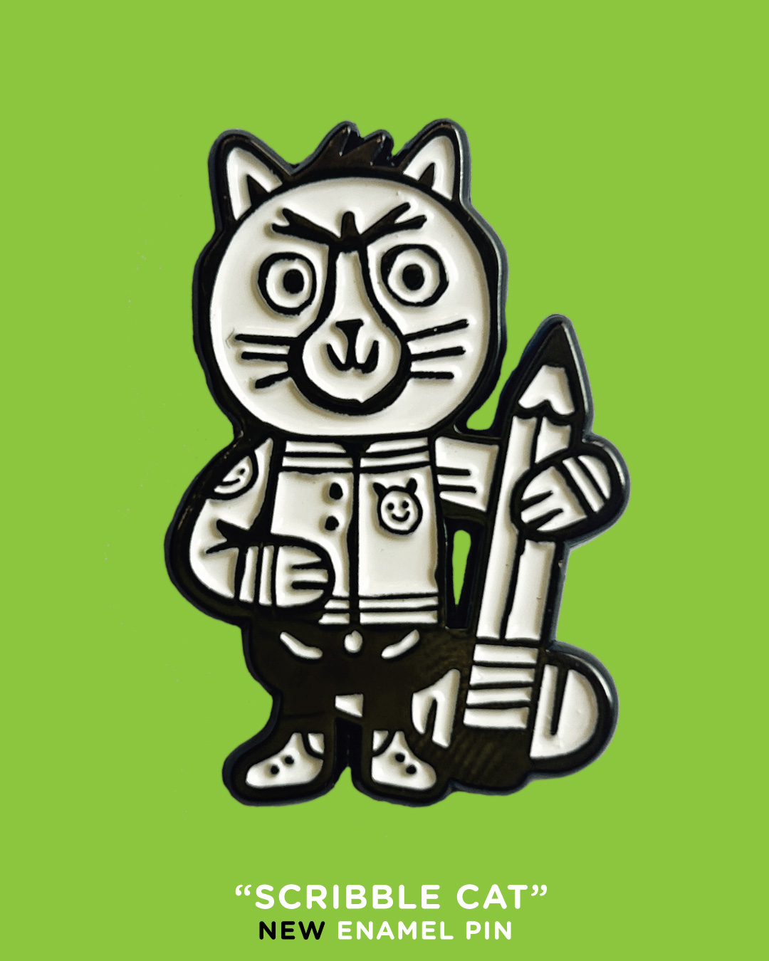 New exclusive added: Little Friends of Printmaking — Scribble Cat Pin