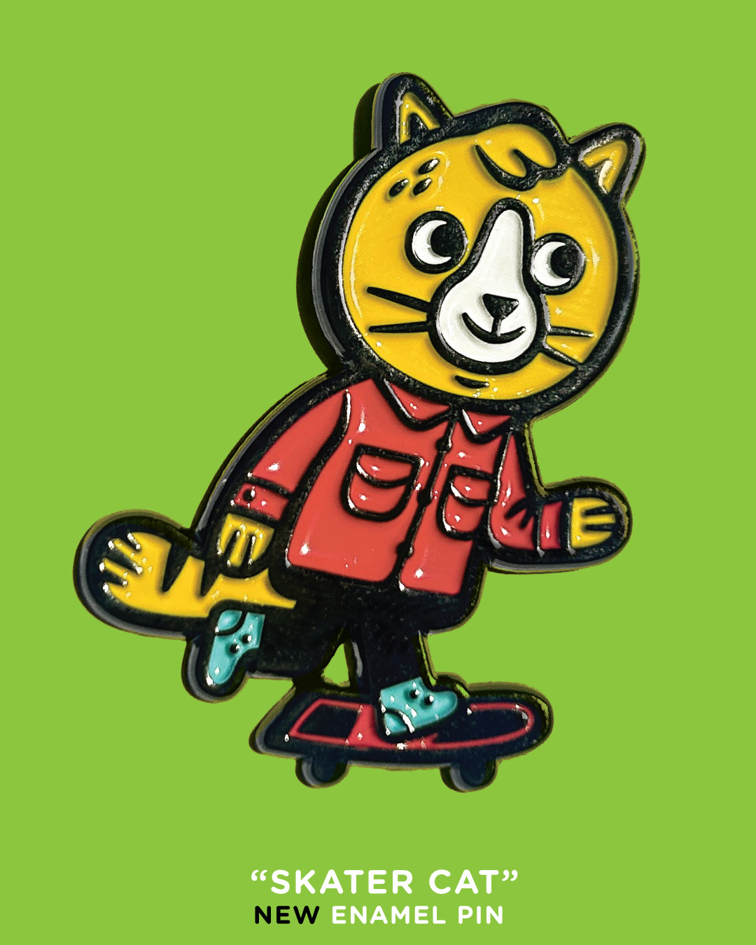 New exclusive added: Little Friends of Printmaking — Skater Cat Pin