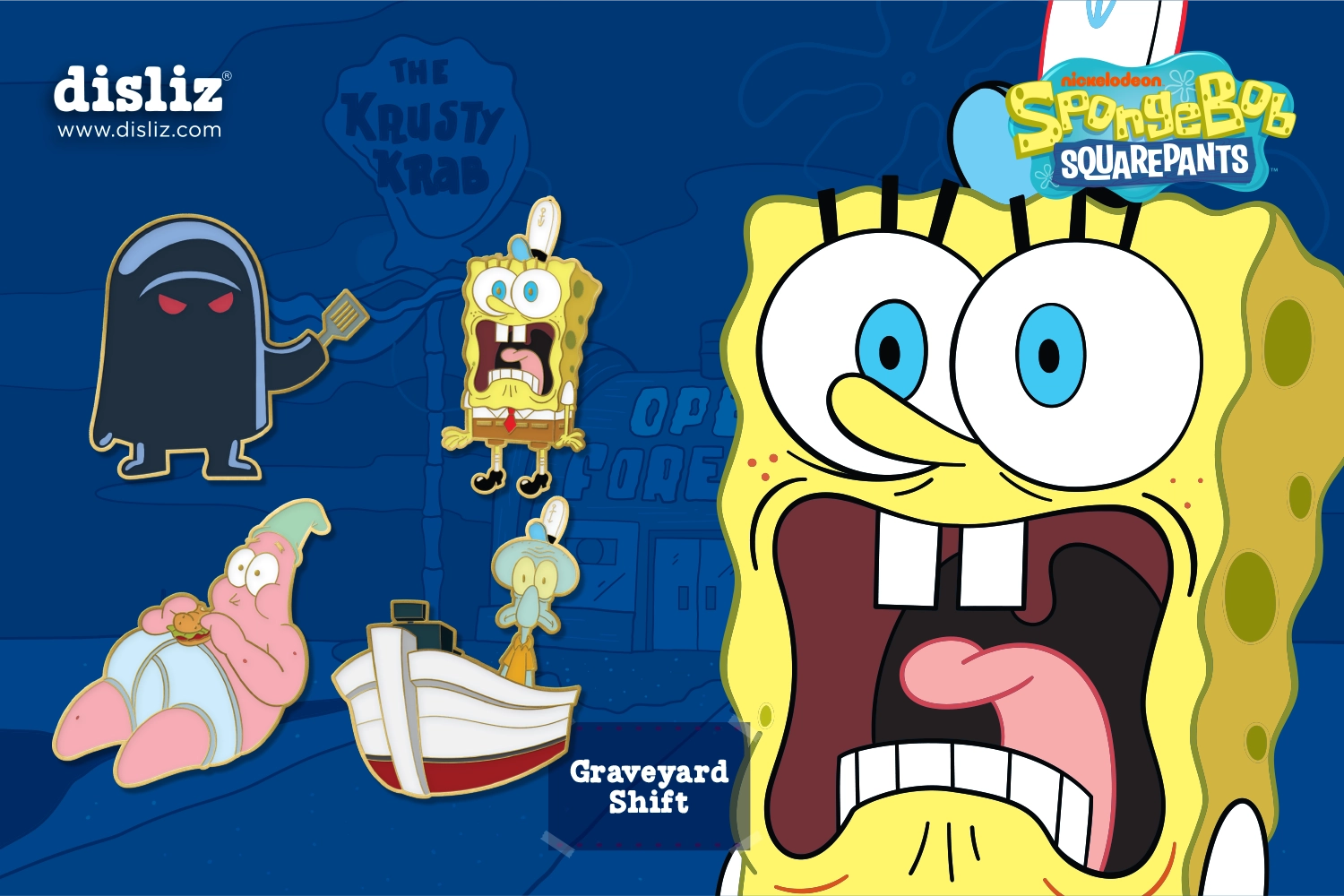 Pre-order or purchase link available: Disliz — SpongeBob SquarePants 'Graveyard Shift' Pin Set