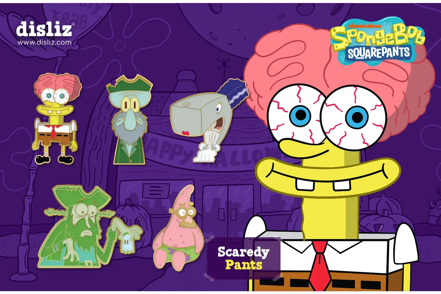 Pre-order or purchase link available: Disliz — SpongeBob SquarePants 'Scaredy Pants' Pin Set
