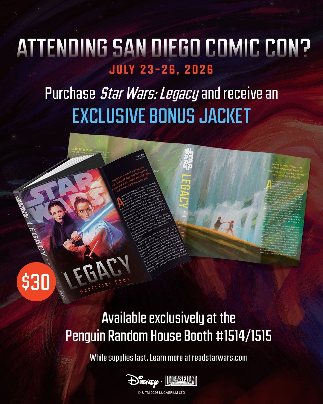 New exclusive added: Penguin Random House — 'Star Wars: Legacy' Book Jacket (Included with purchase of book)