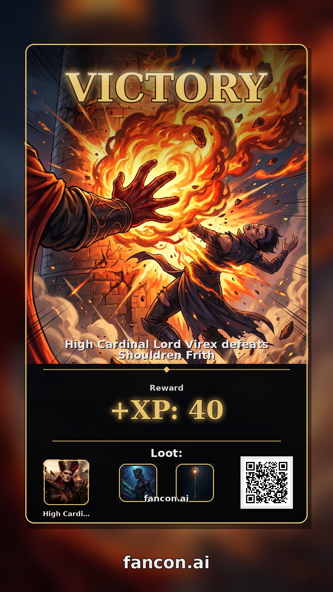 High Cardinal Lord Virex defeats Shouldren Frith