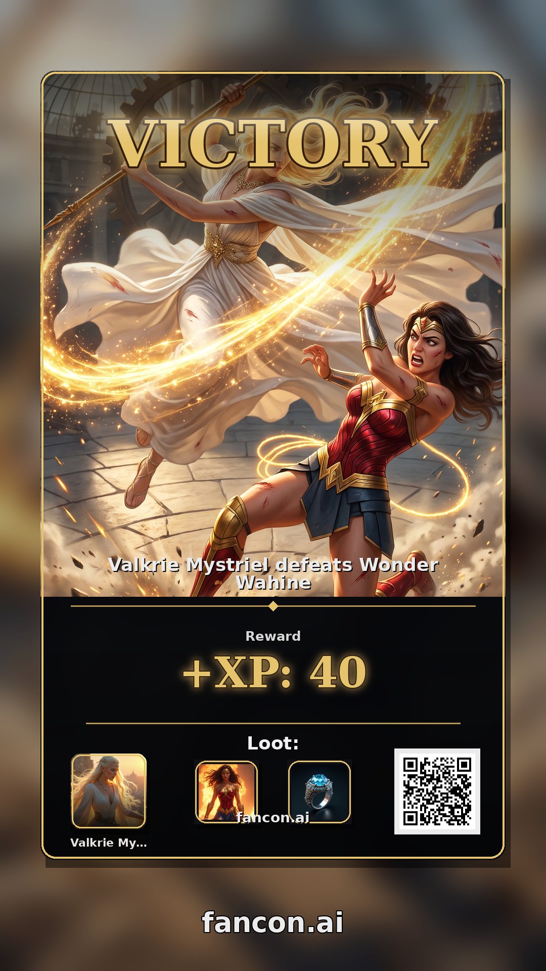 Valkrie Mystriel defeats Wonder Wahine