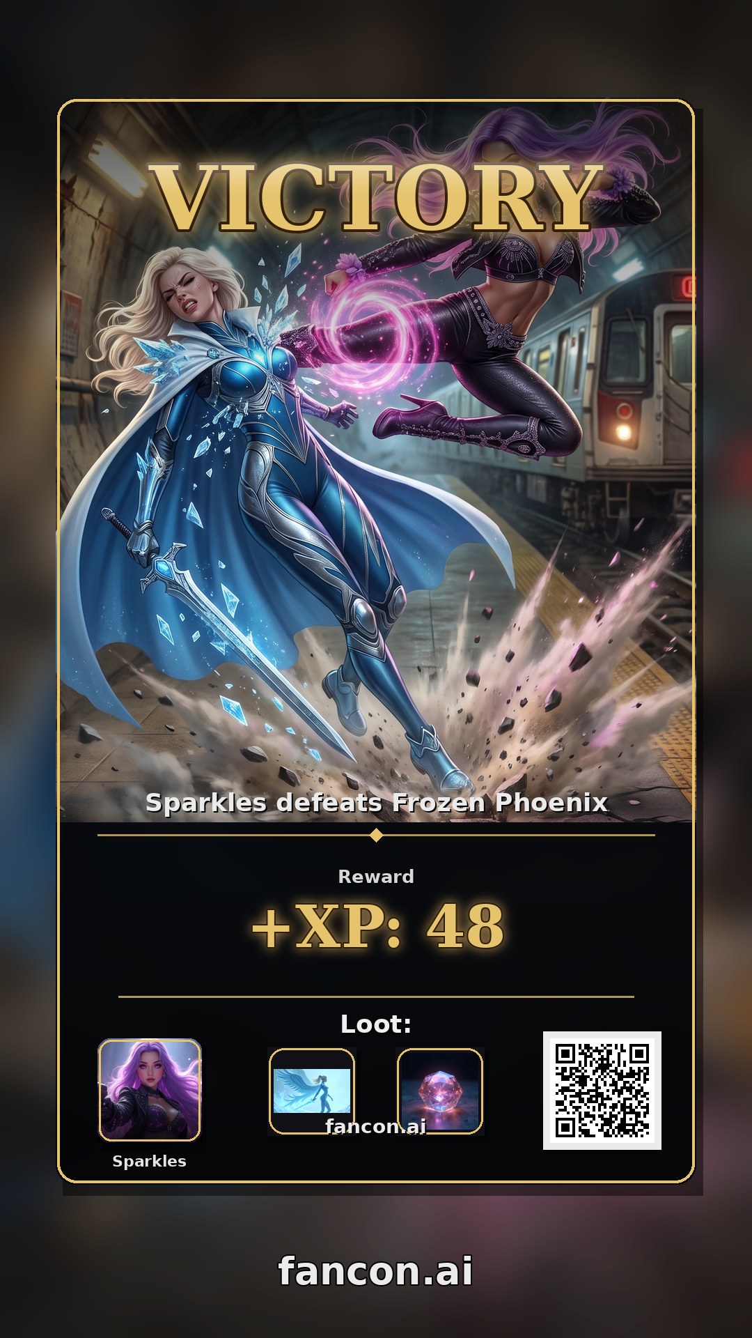 Sparkles defeats Frozen Phoenix
