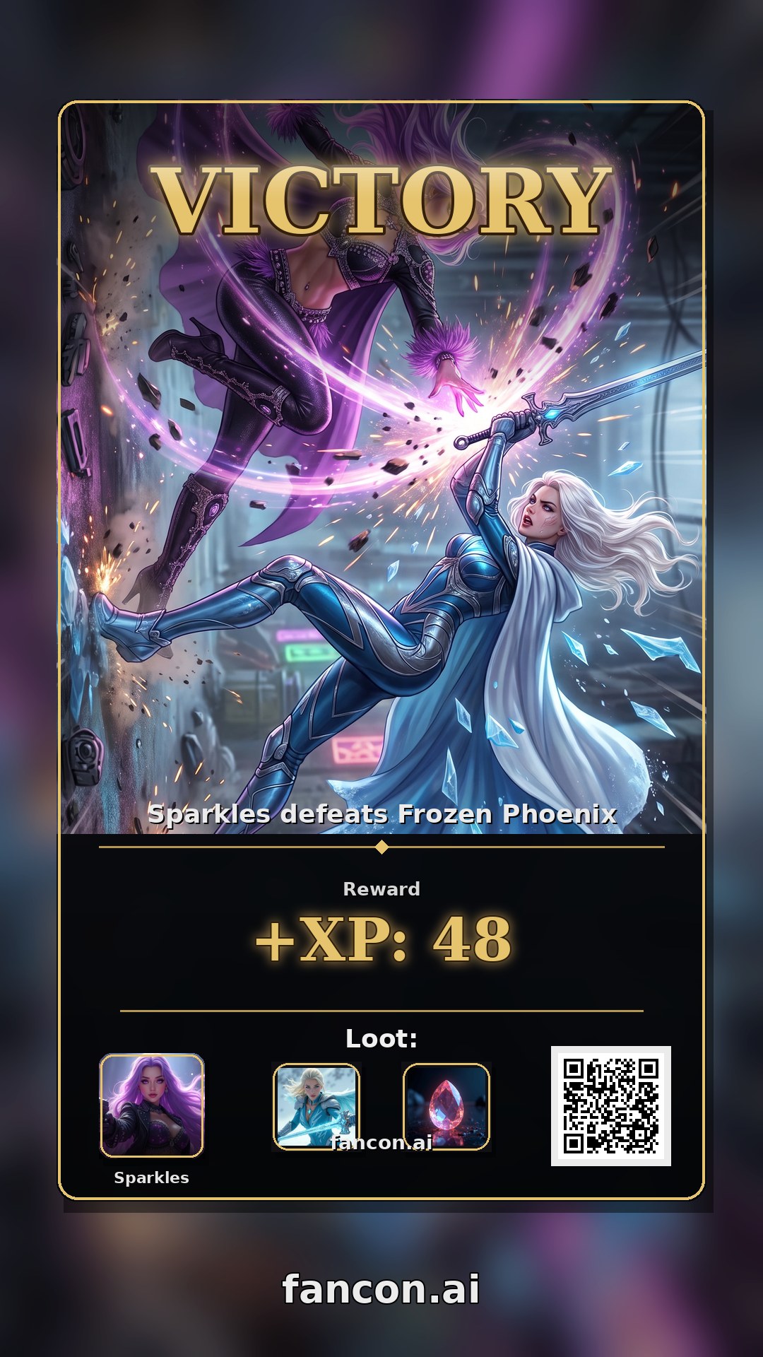 Sparkles defeats Frozen Phoenix